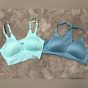Aerie Lace Trimmed Bra Set - Blue and Aqua